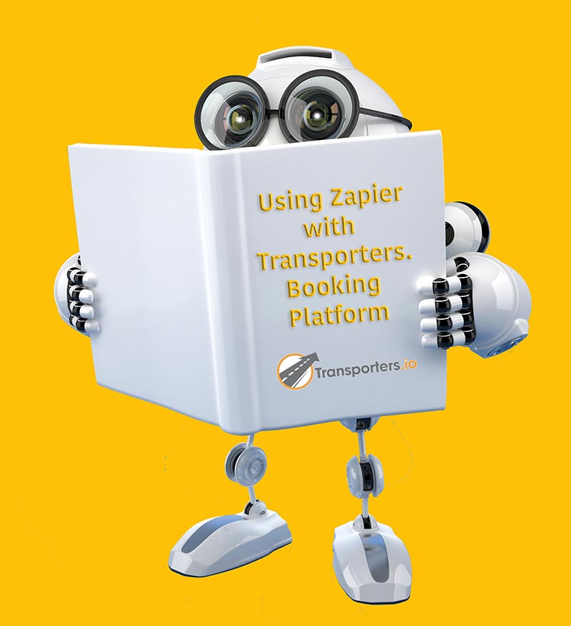 robot reading about integrating transporters with zapier
